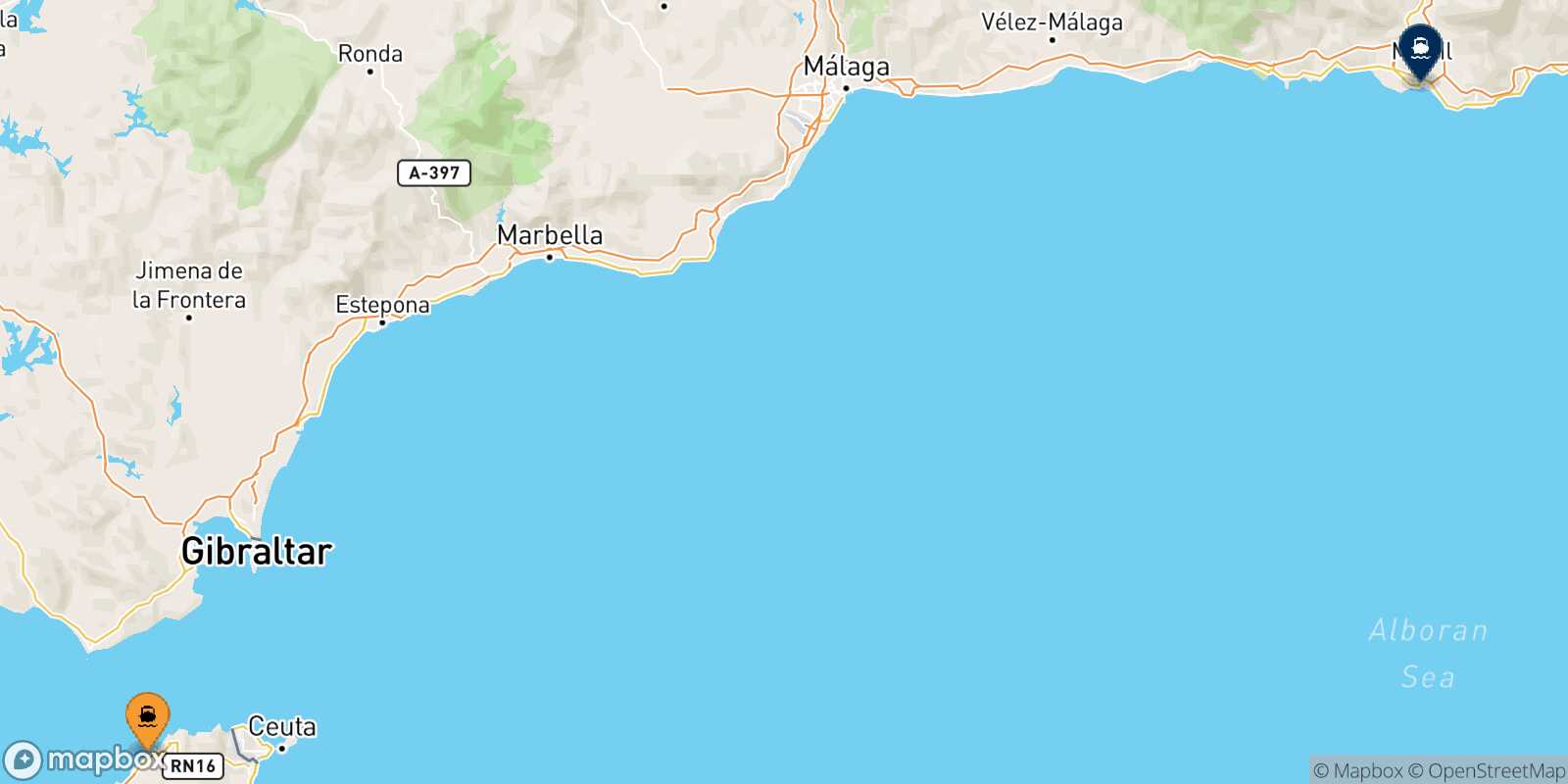 Mappa della rotta Tangeri Med Motril