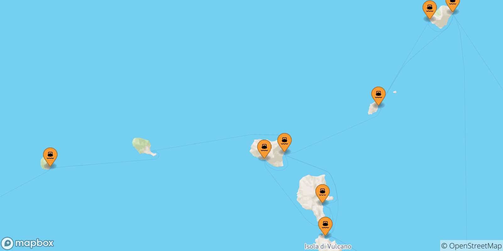 Mappa delle possibili rotte tra le Isole Eolie e Filicudi