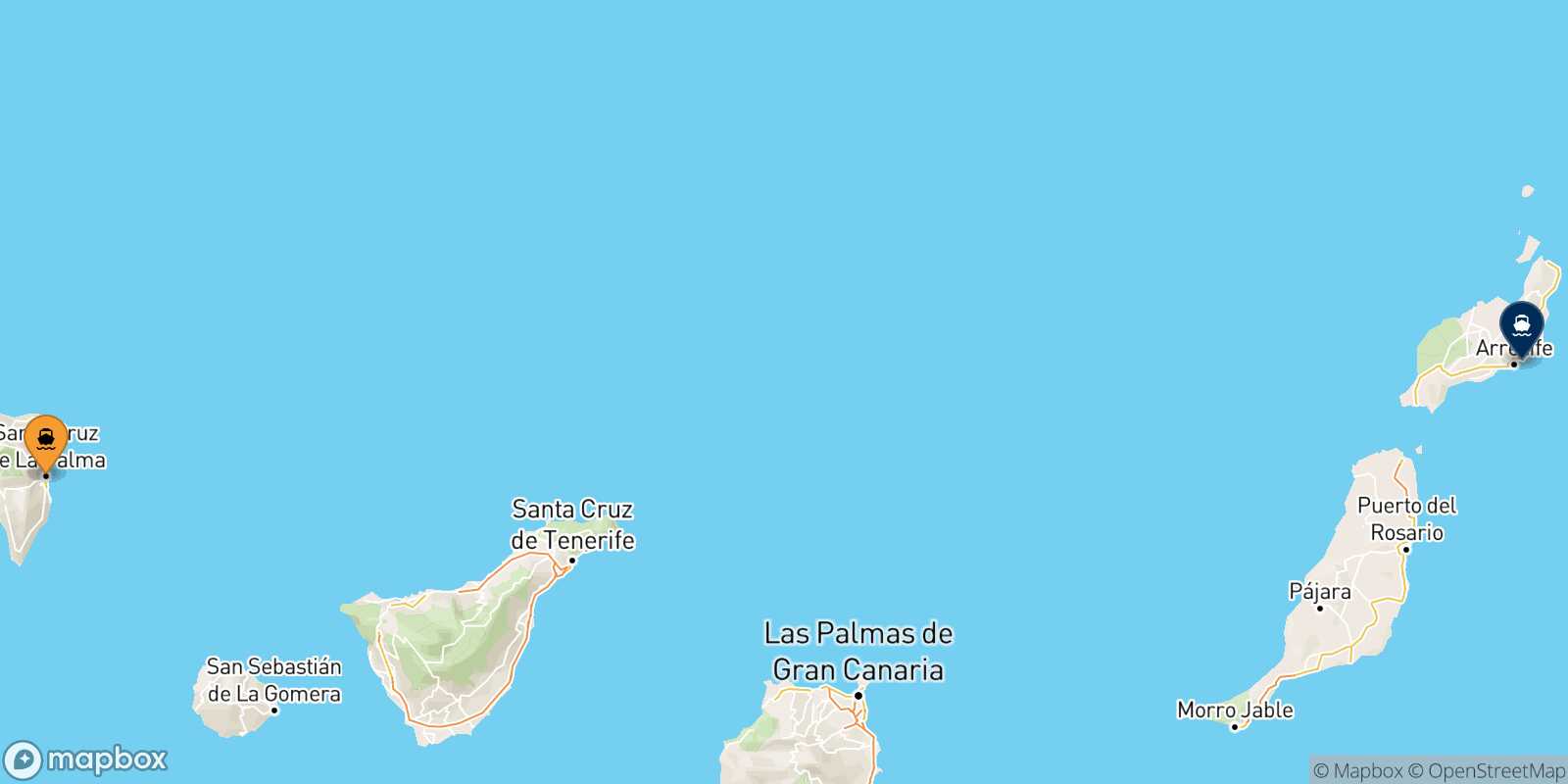 Mappa della rotta Santa Cruz De La Palma Arrecife (Lanzarote)