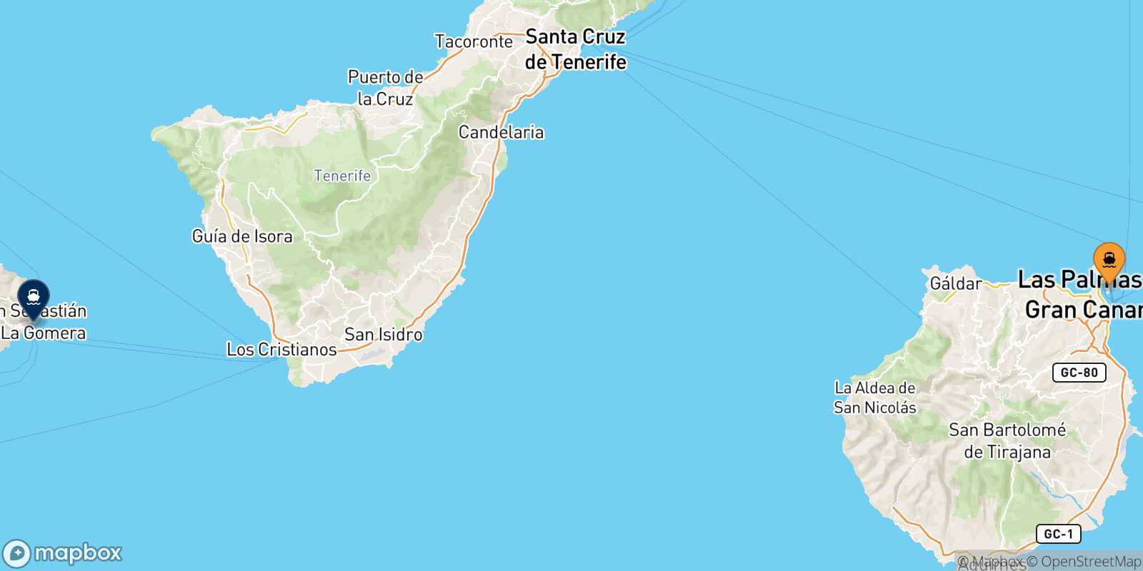 Mappa della rotta Las Palmas De Gran Canaria San Sebastian De La Gomera