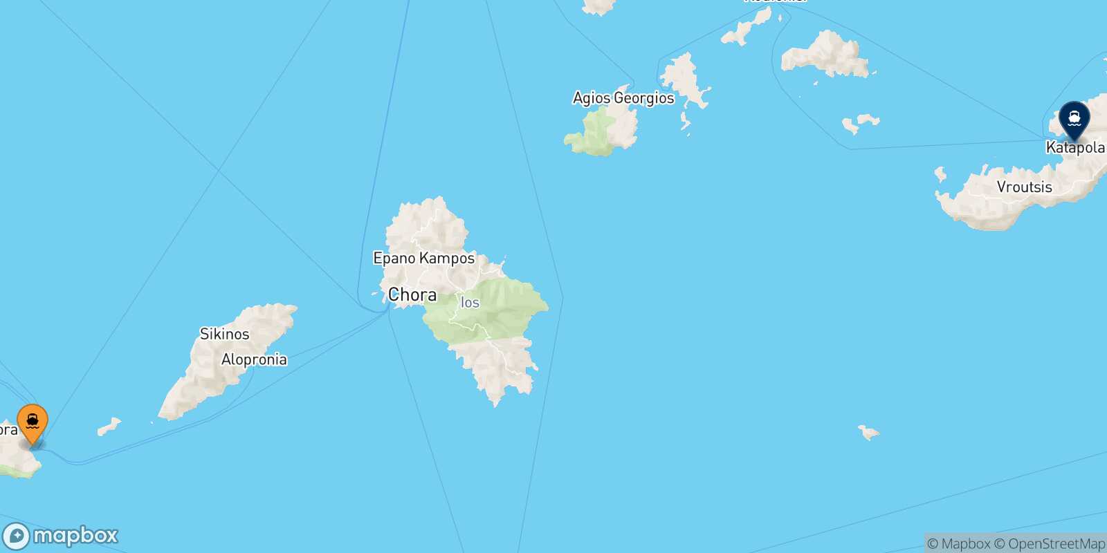 Mappa della rotta Folegandros Katapola (Amorgos)