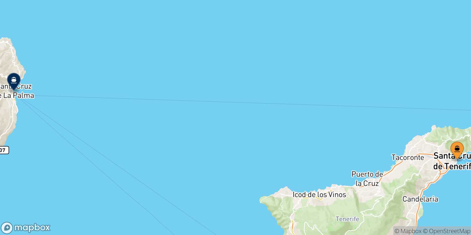 Mappa della rotta Santa Cruz De Tenerife Santa Cruz De La Palma