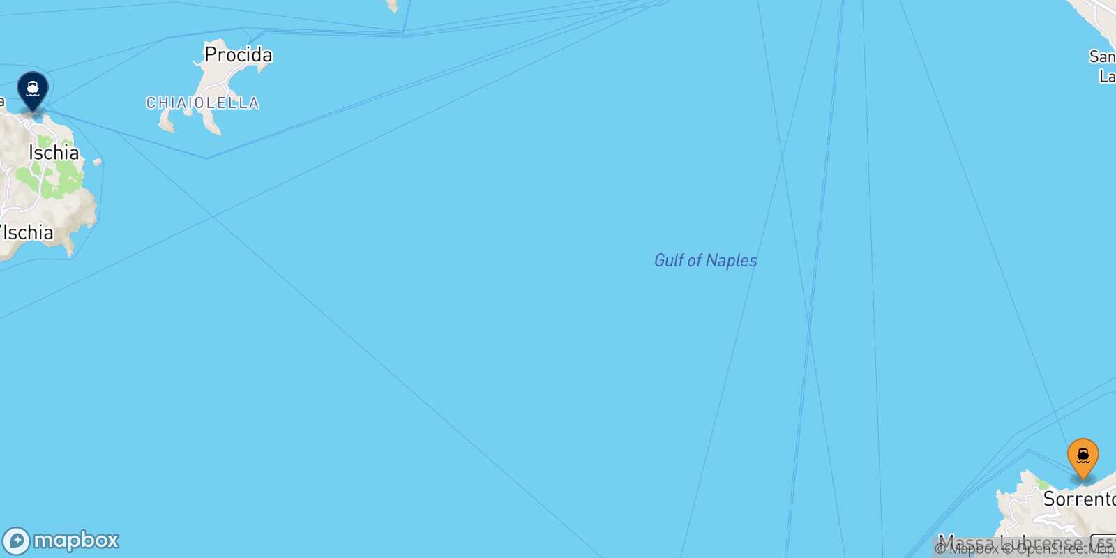 Mappa della rotta Sorrento Ischia