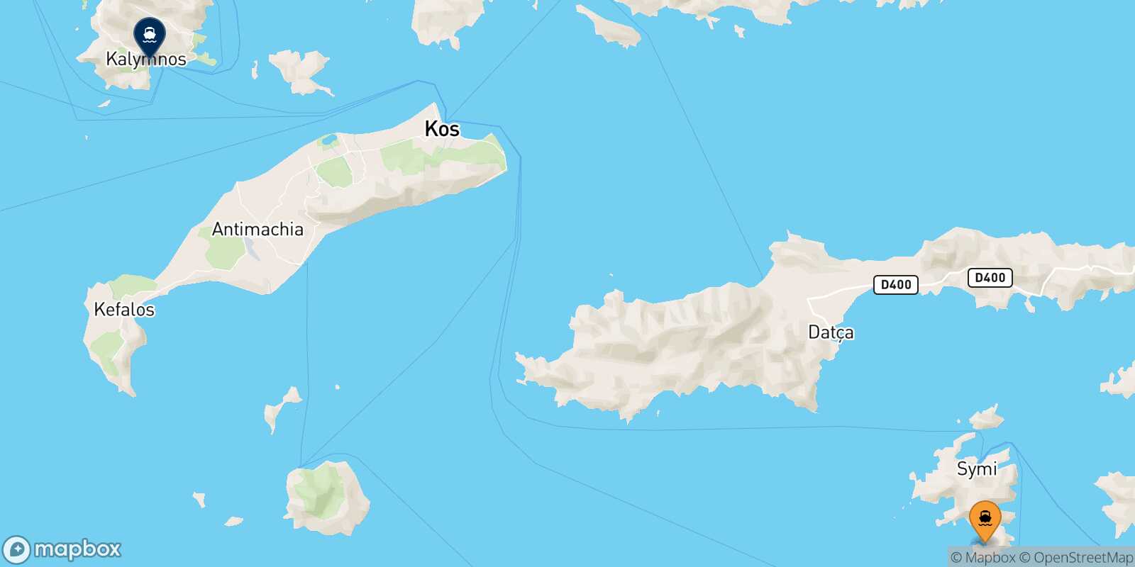 Mappa della rotta Panormitis (Symi) Kalymnos