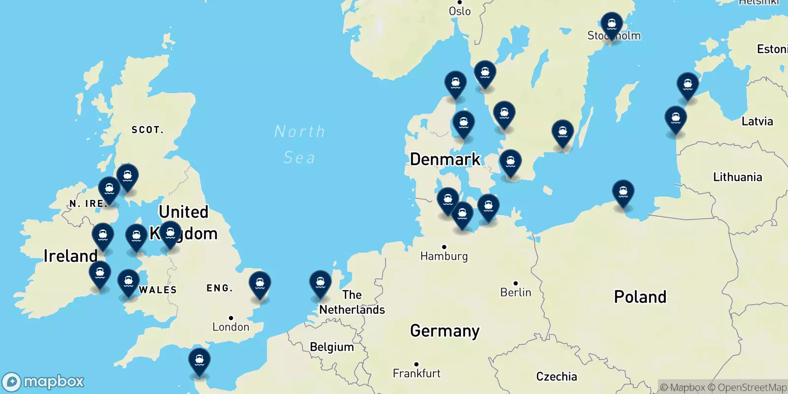 Mappa delle destinazioni Stena