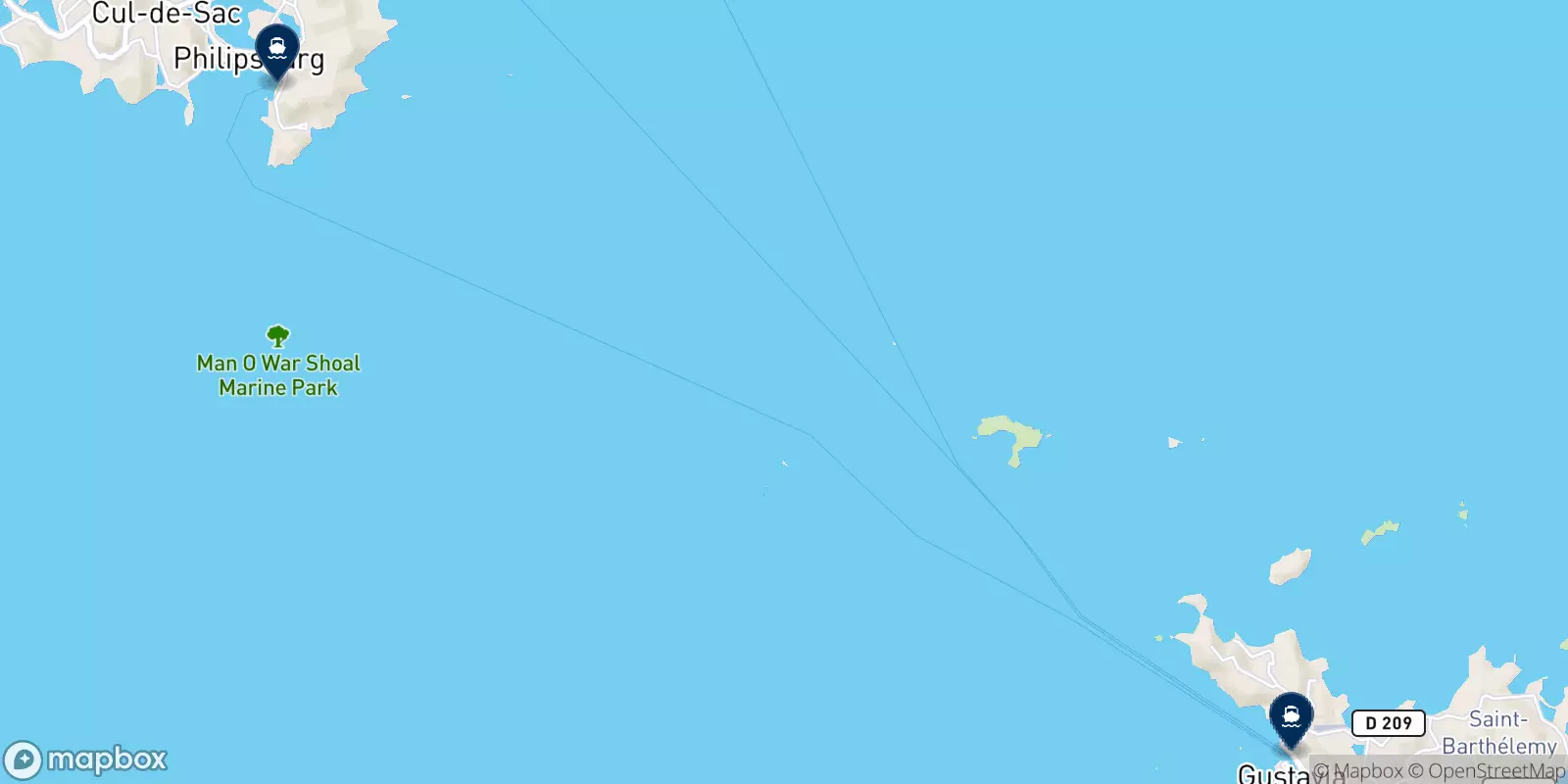 Mappa delle destinazioni Great Bay Express