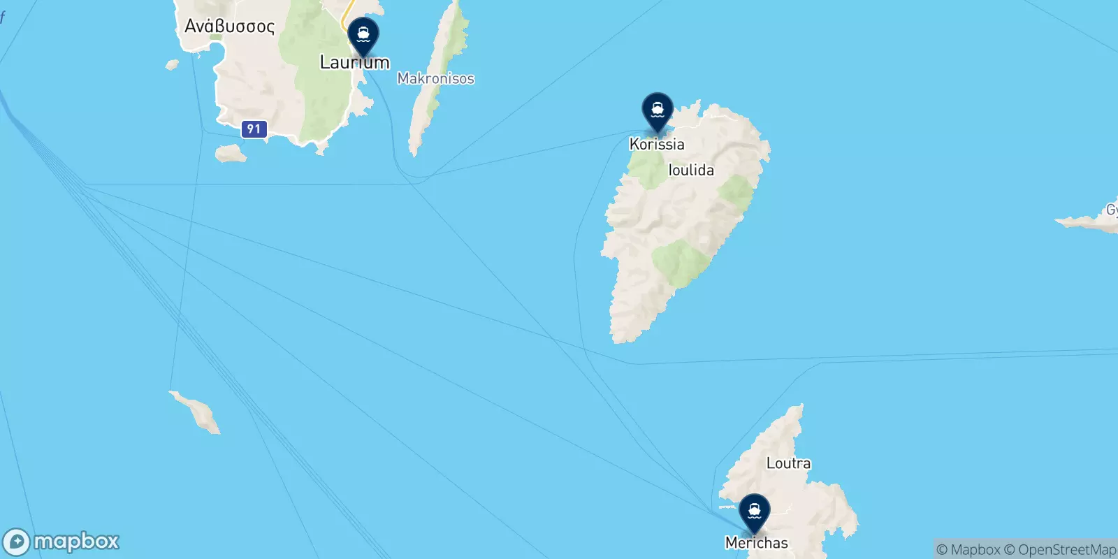 Mappa delle destinazioni Avlemon N.e.