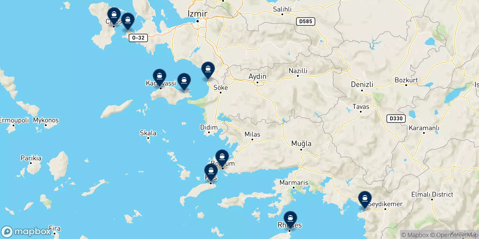 Mappa delle destinazioni Makri A.e.