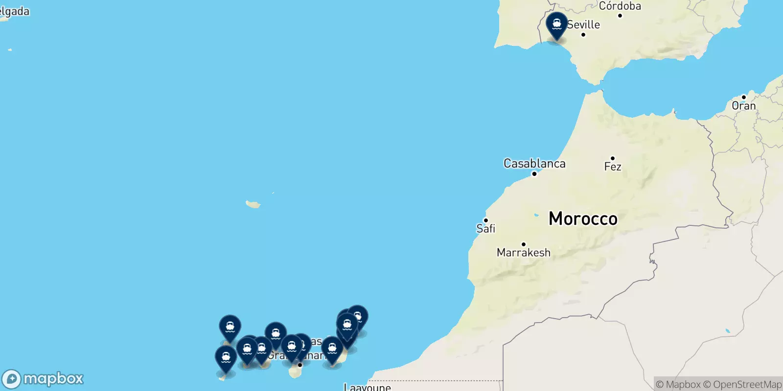 Mappa delle destinazioni Fredolsen