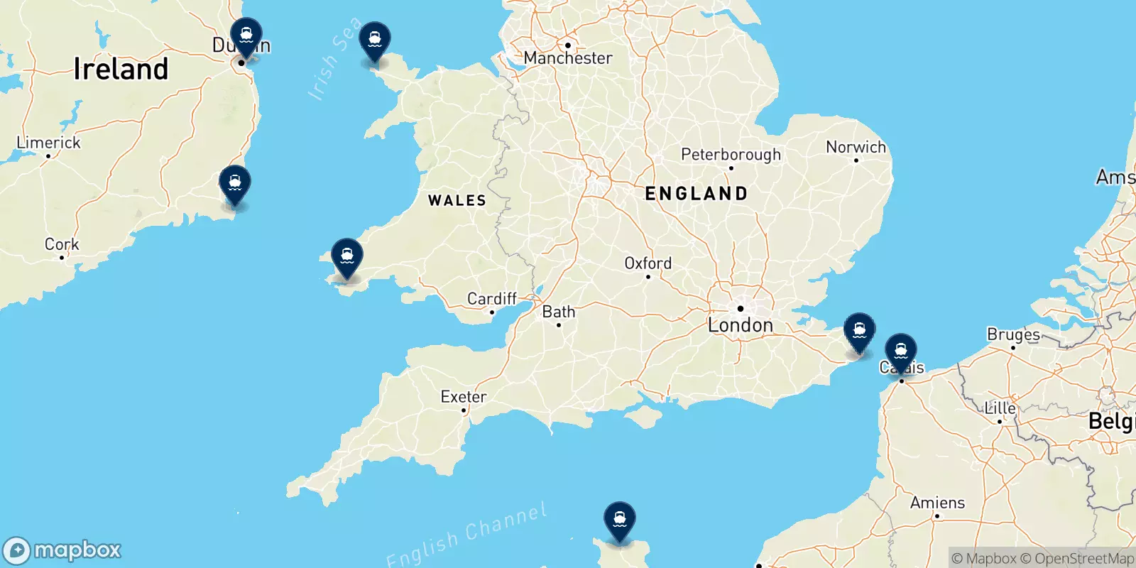 Mappa delle destinazioni Irish Ferries