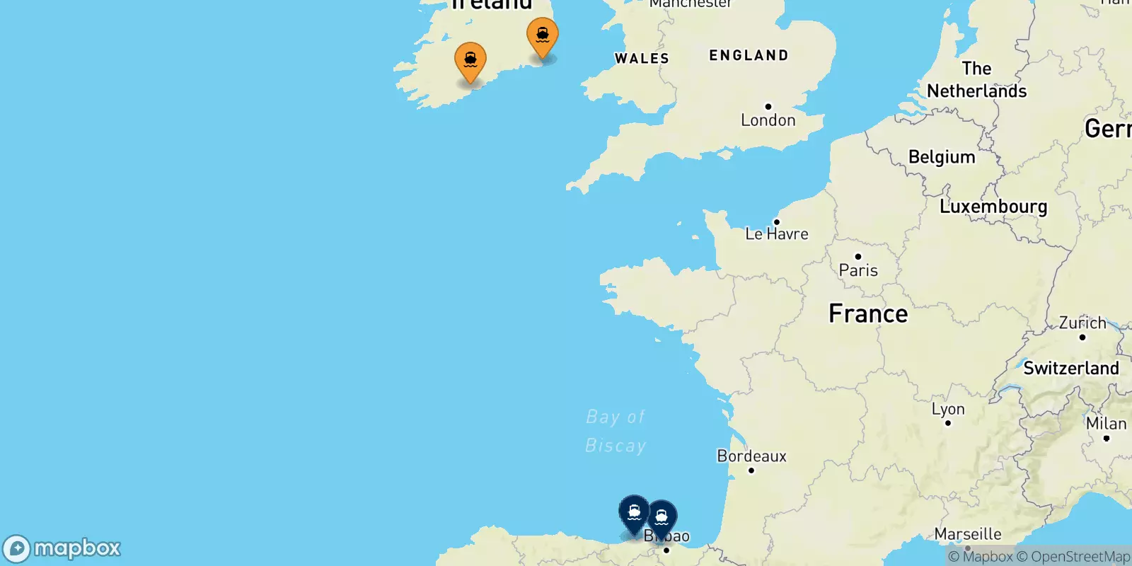 Traghetti dall'Irlanda per la Spagna