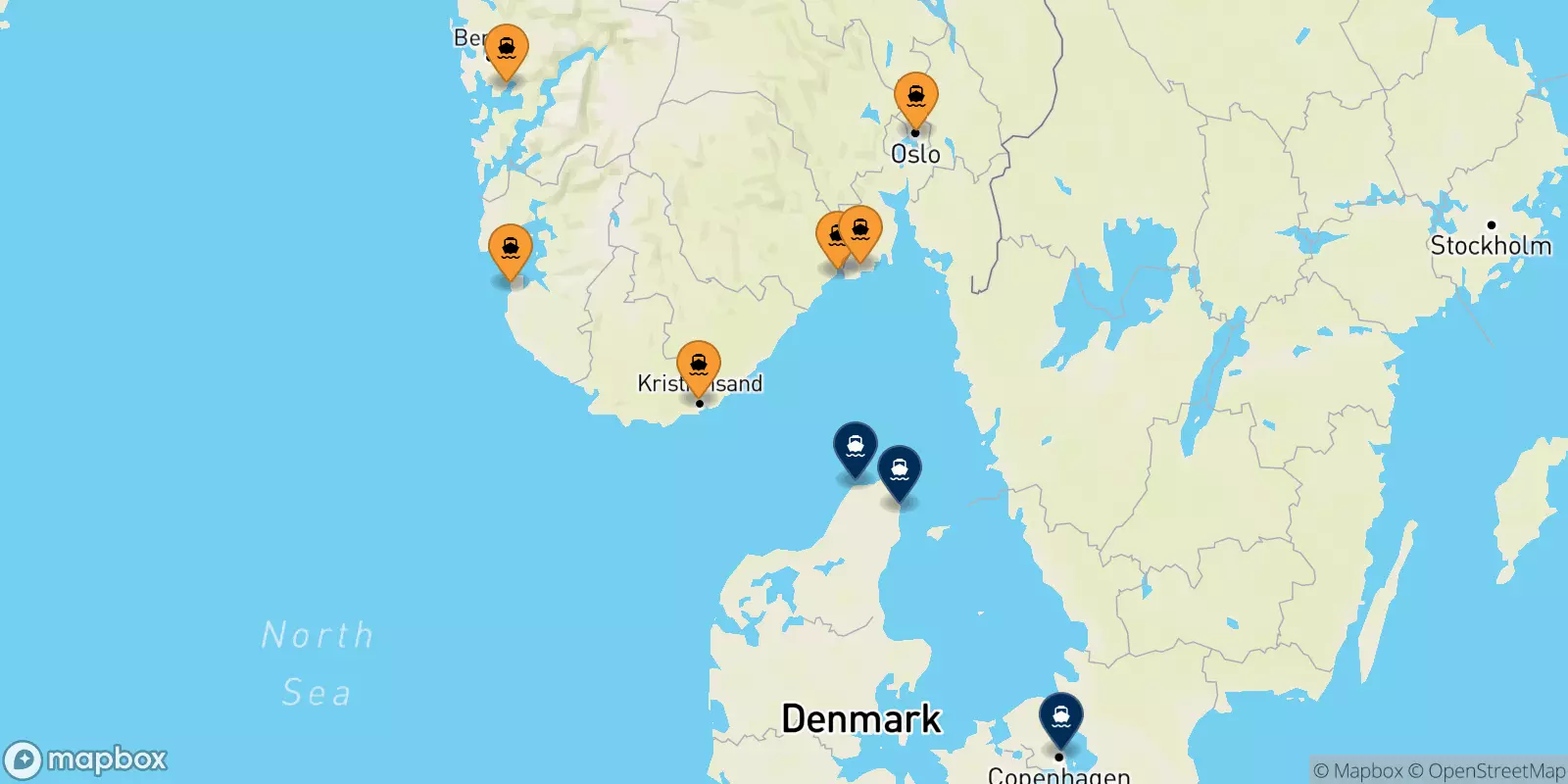 Traghetti dalla Norvegia per la Danimarca