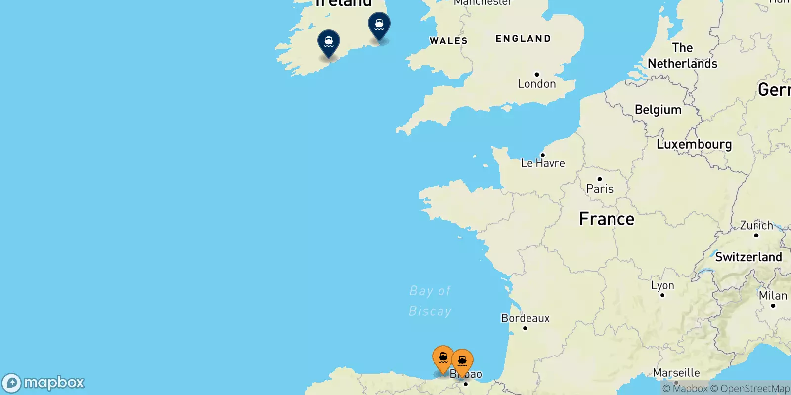 Traghetti dalla Spagna per l'Irlanda