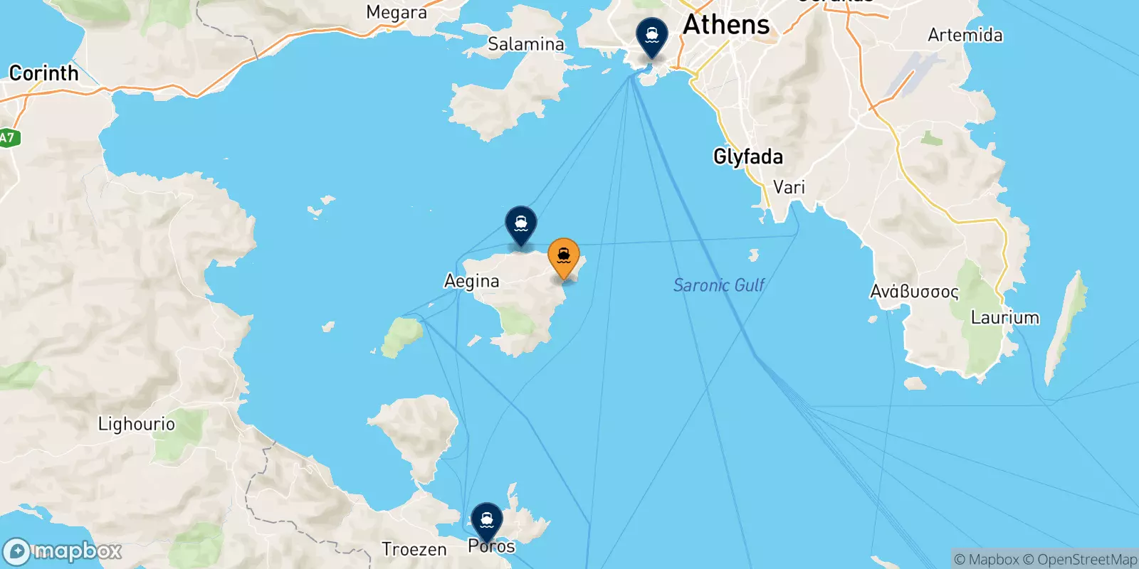 Traghetti da Agia Marina (Aegina) per la Grecia