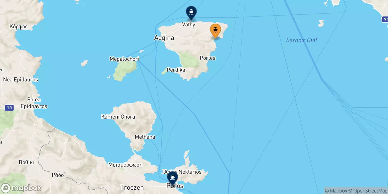 Traghetti da Agia Marina (Aegina) per le Isole Saroniche