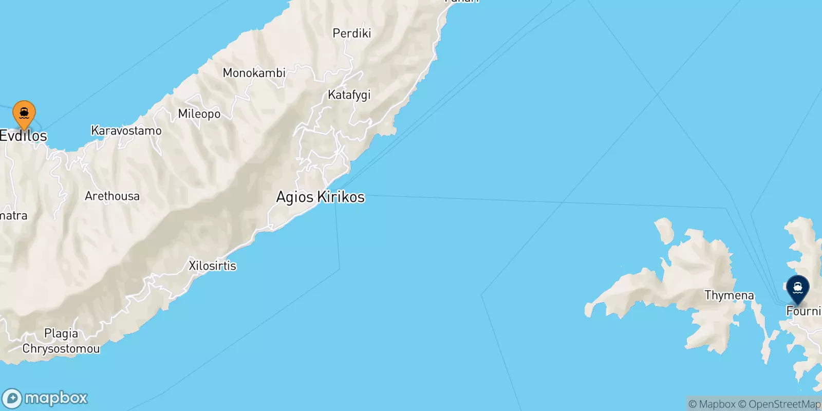 Traghetti da Agios Kirikos (Ikaria) per Fourni