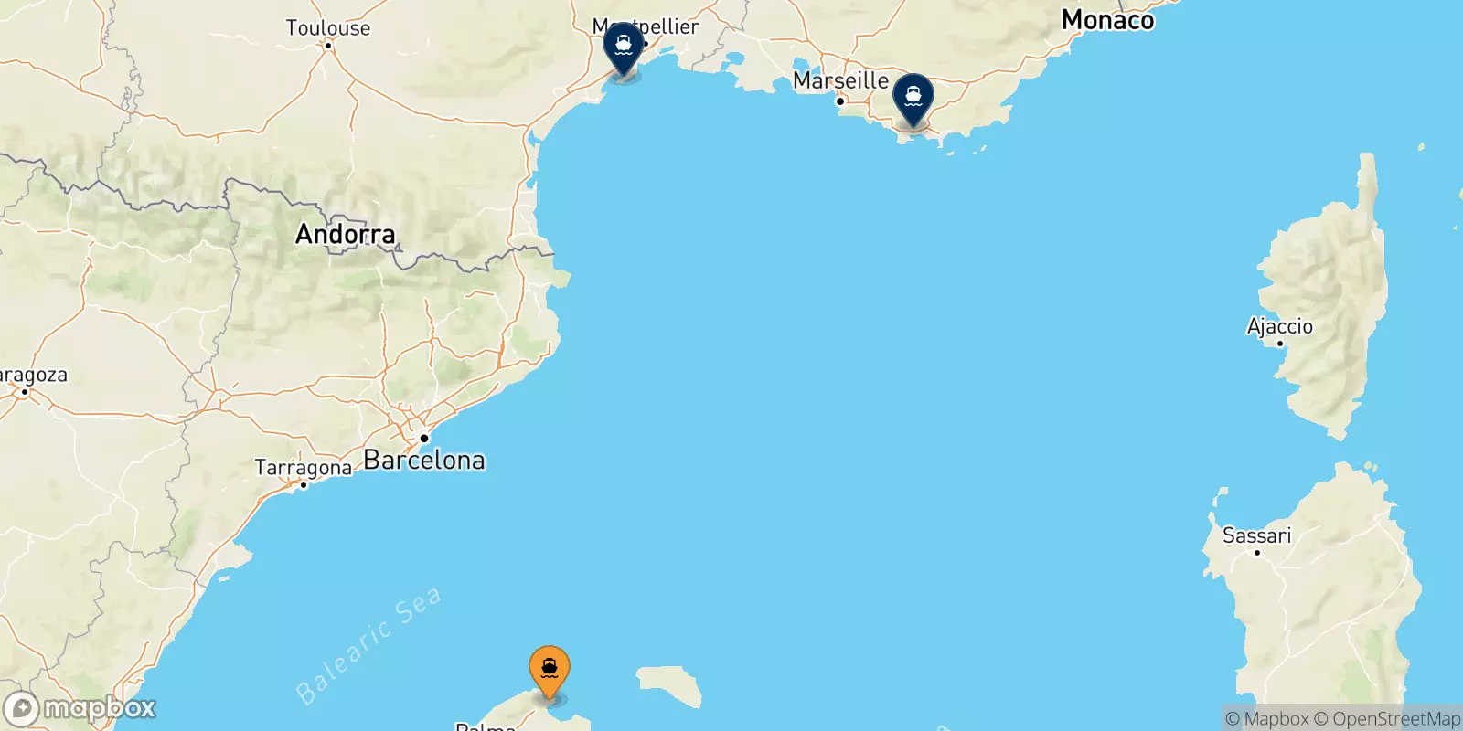 Traghetti da Alcudia (Maiorca) per la Francia