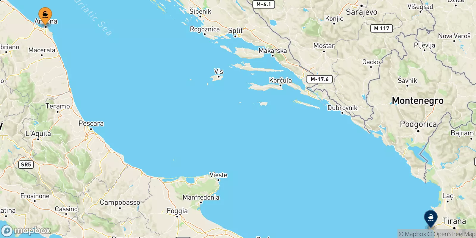 Traghetti da Ancona per l'Albania