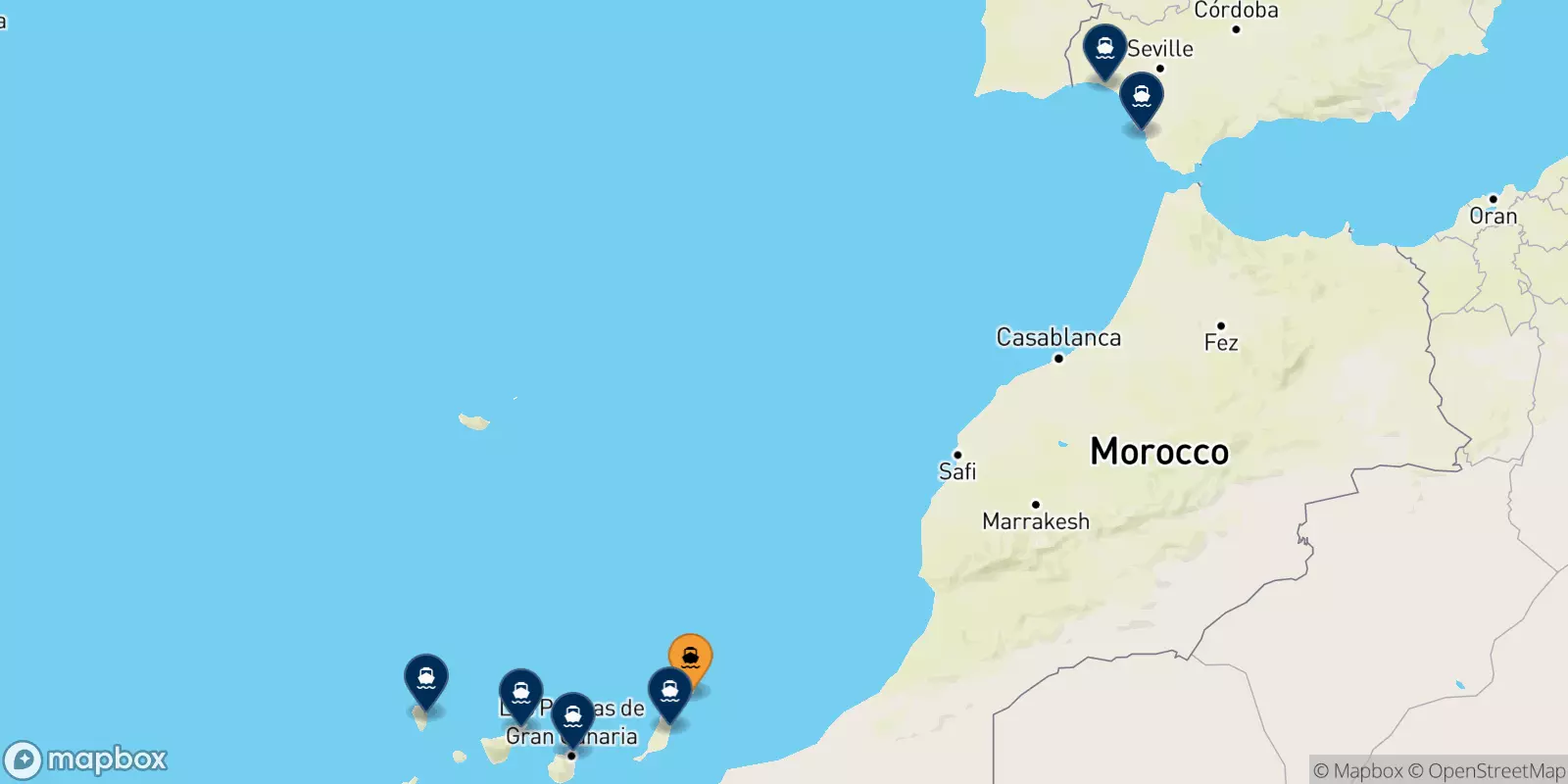 Traghetti da Arrecife (Lanzarote) per la Spagna