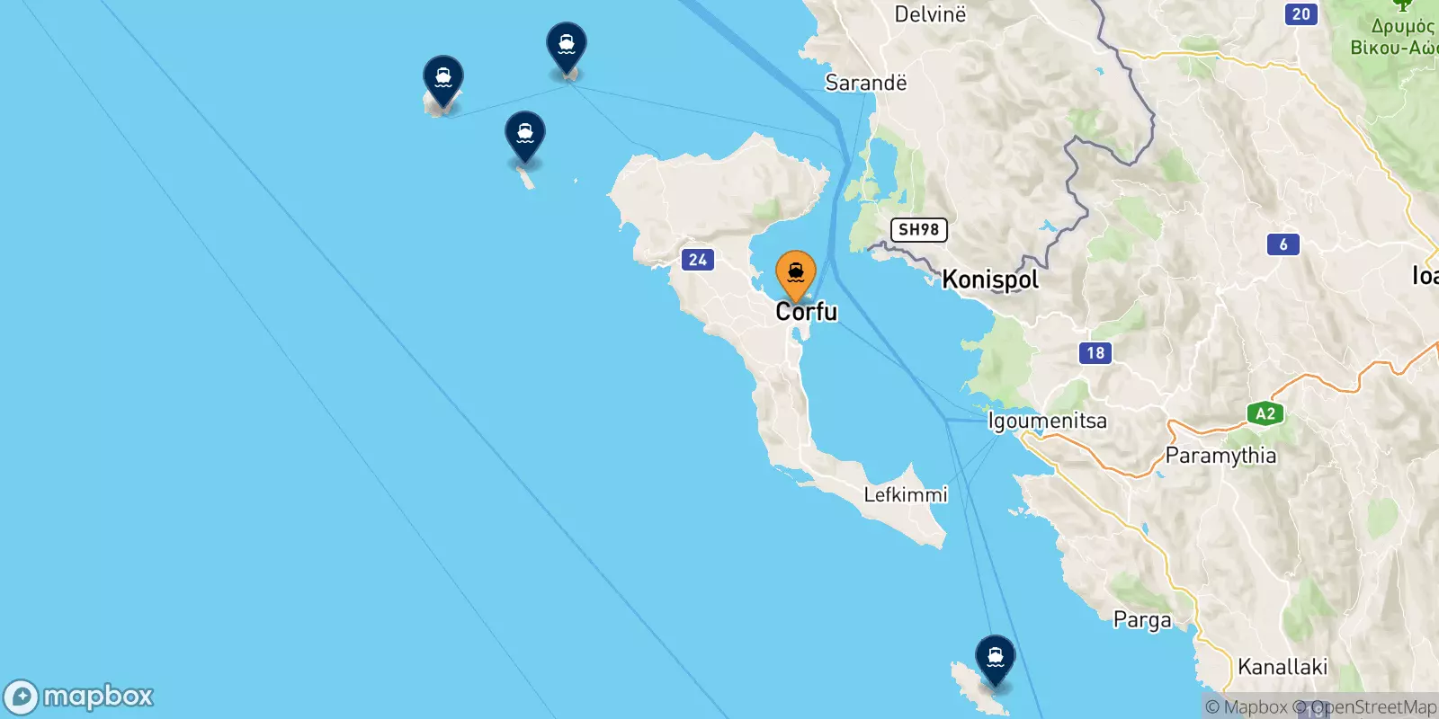 Traghetti da Corfu per le Isole Ionie