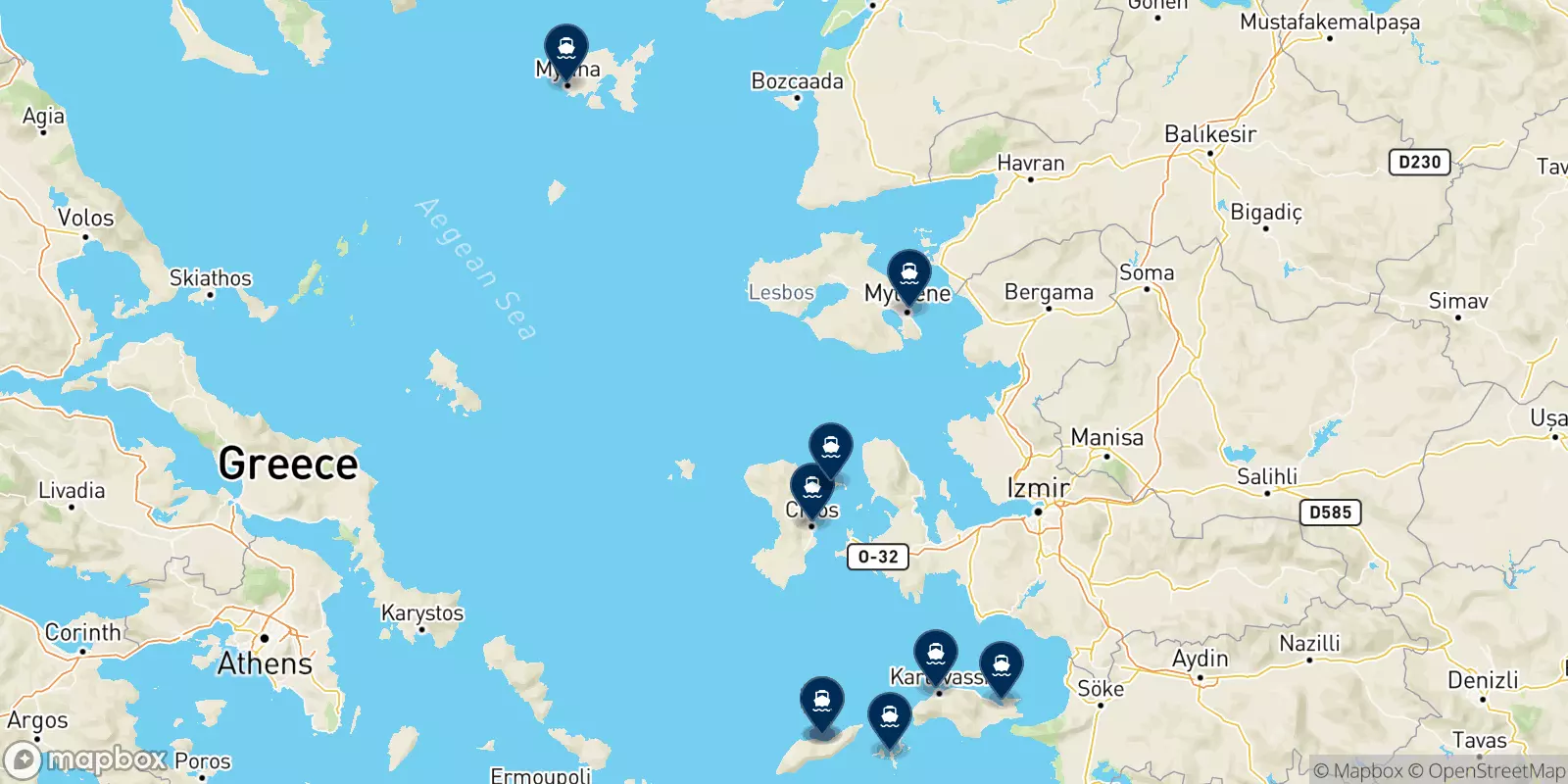 Traghetti da Evdilos (Ikaria) per le Isole Egeo Nord Orientale