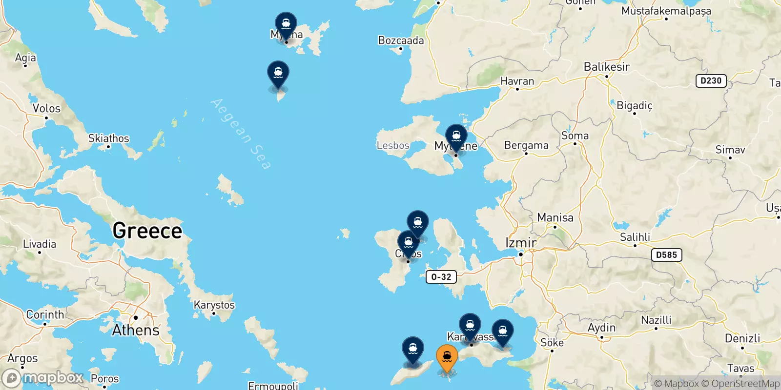 Traghetti da Fourni per le Isole Egeo Nord Orientale