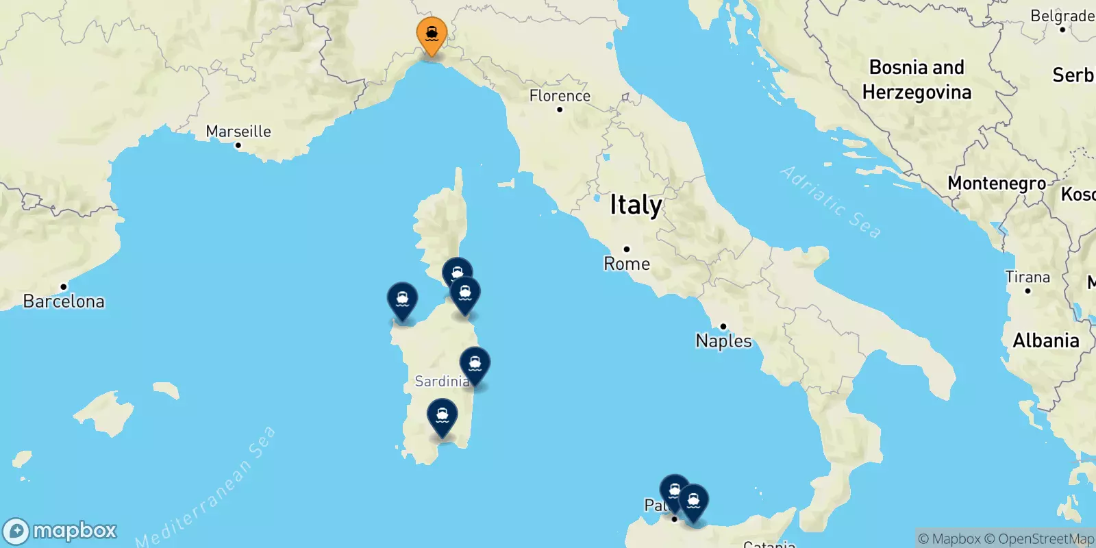 Traghetti da Genova per l'Italia