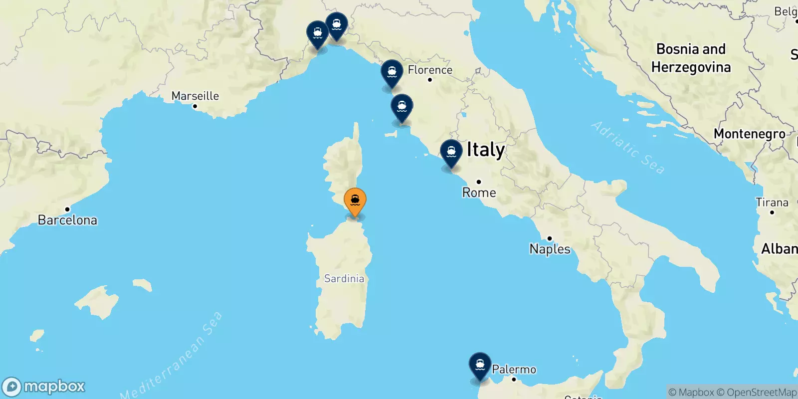 Traghetti da Golfo Aranci per l'Italia