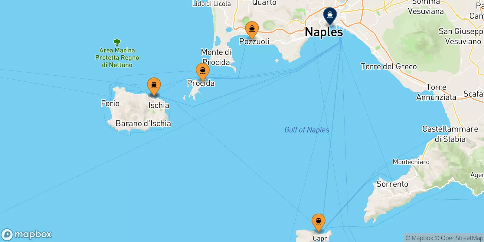 Traghetti dal Golfo Di Napoli per Napoli Beverello