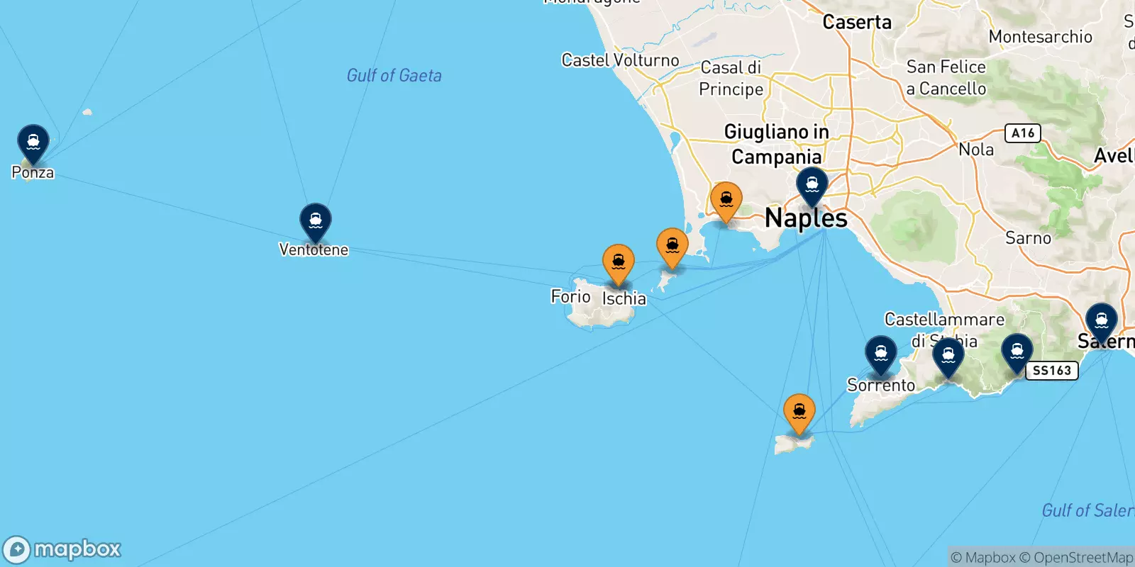 Traghetti dal Golfo Di Napoli per l'Italia