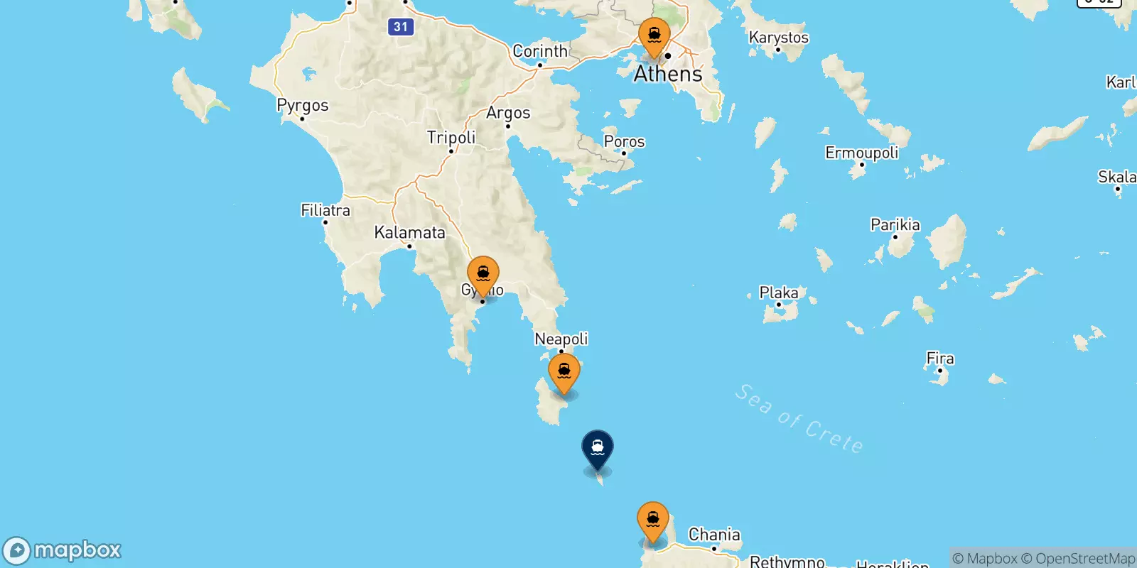 Traghetti dalla Grecia per Antikythira