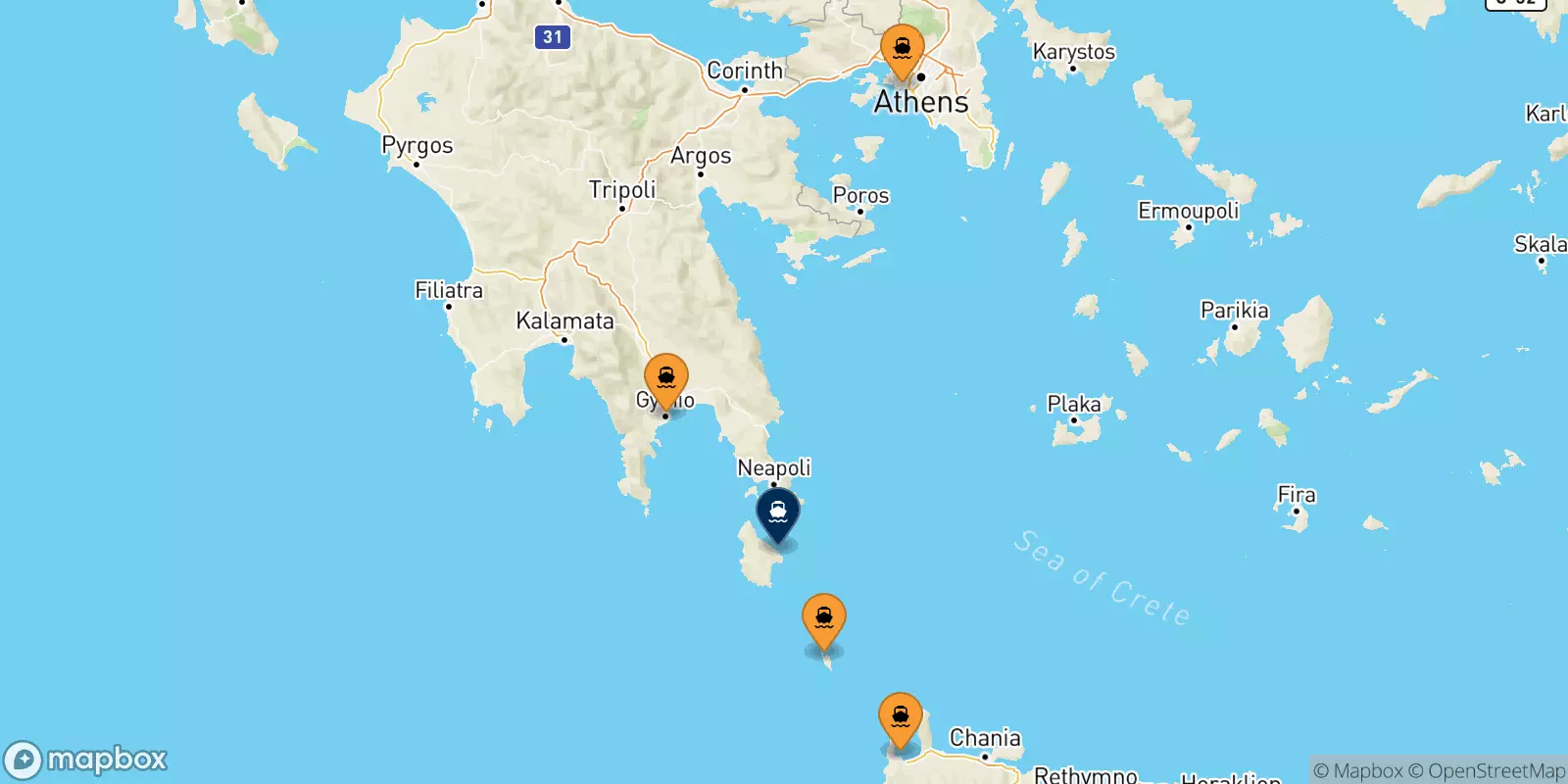 Traghetti dalla Grecia per Kythira