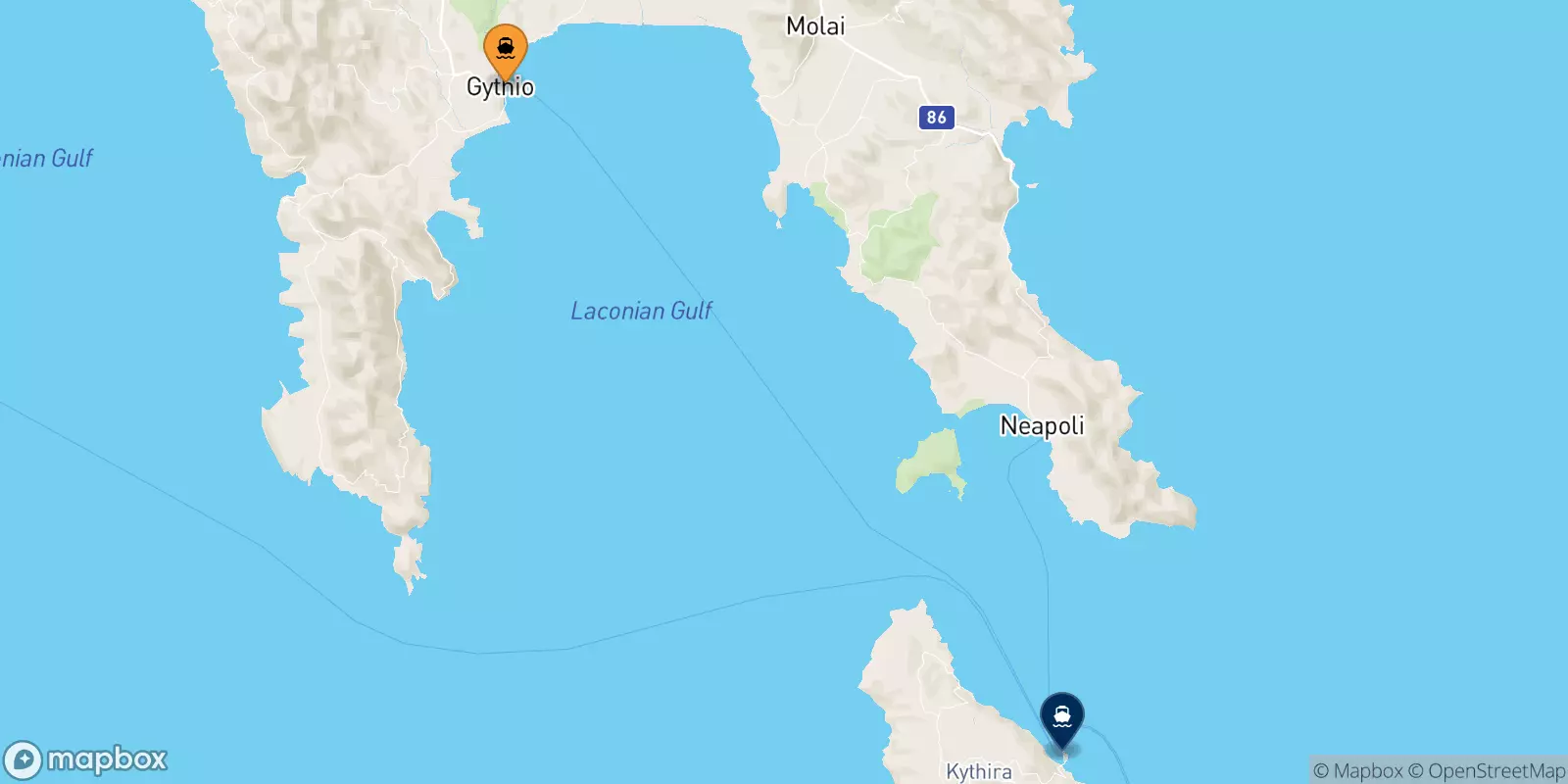 Traghetti da Gythio per Kythira