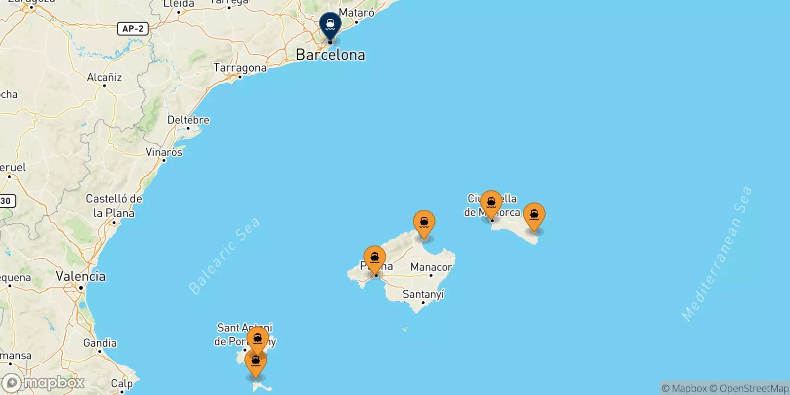 Traghetti dalle Isole Baleari per Barcellona