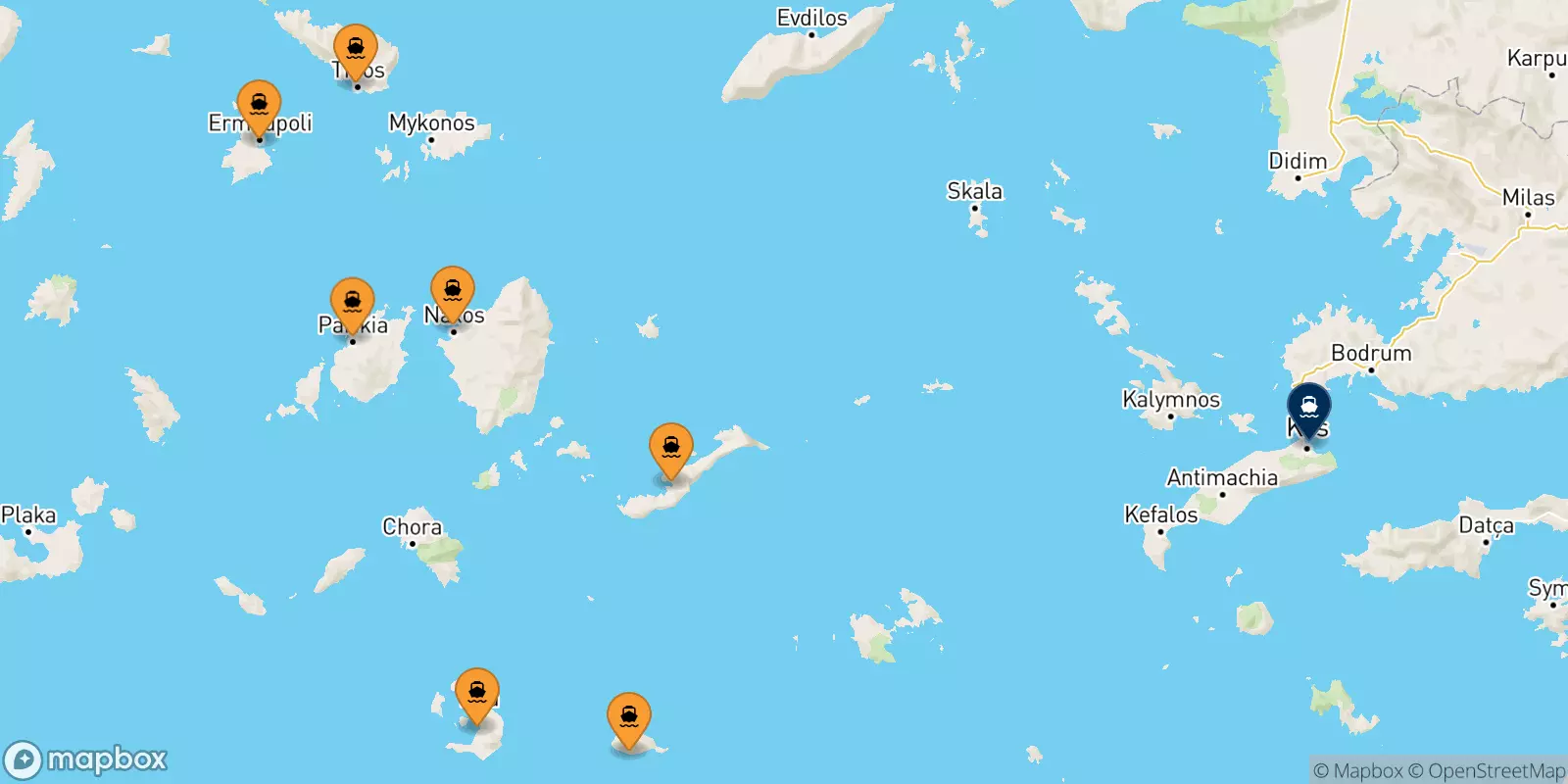 Traghetti dalle Isole Cicladi per Kos