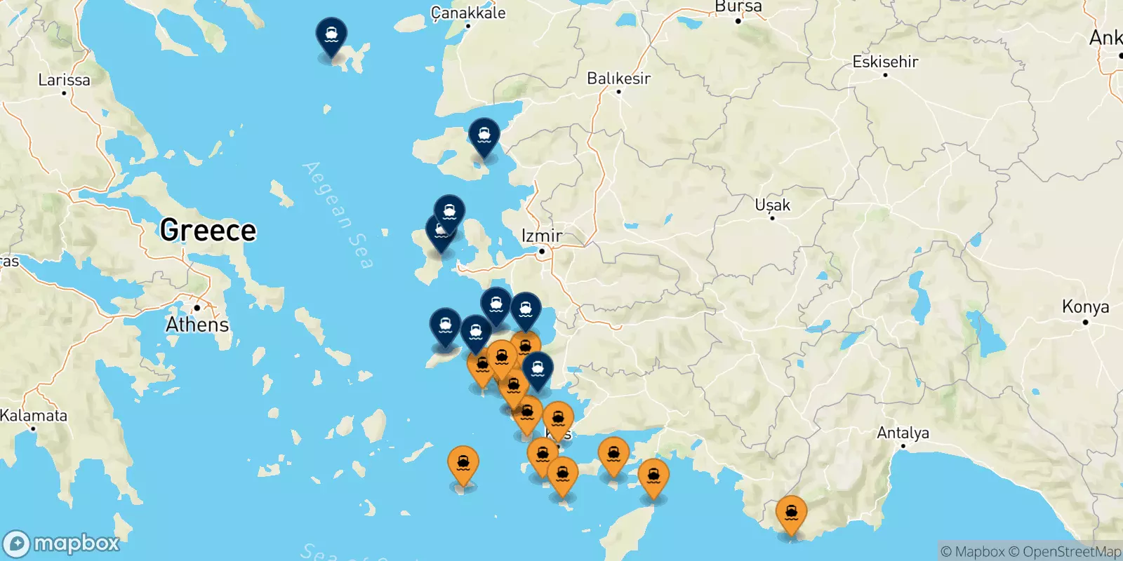 Traghetti dalle Isole Dodecaneso per le Isole Egeo Nord Orientale