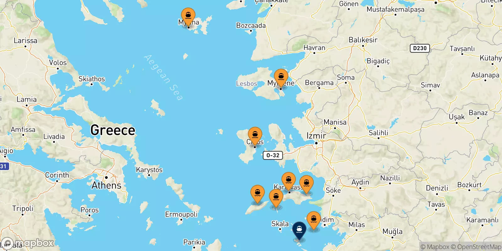 Traghetti dalle Isole Egeo Nord Orientale per Leros