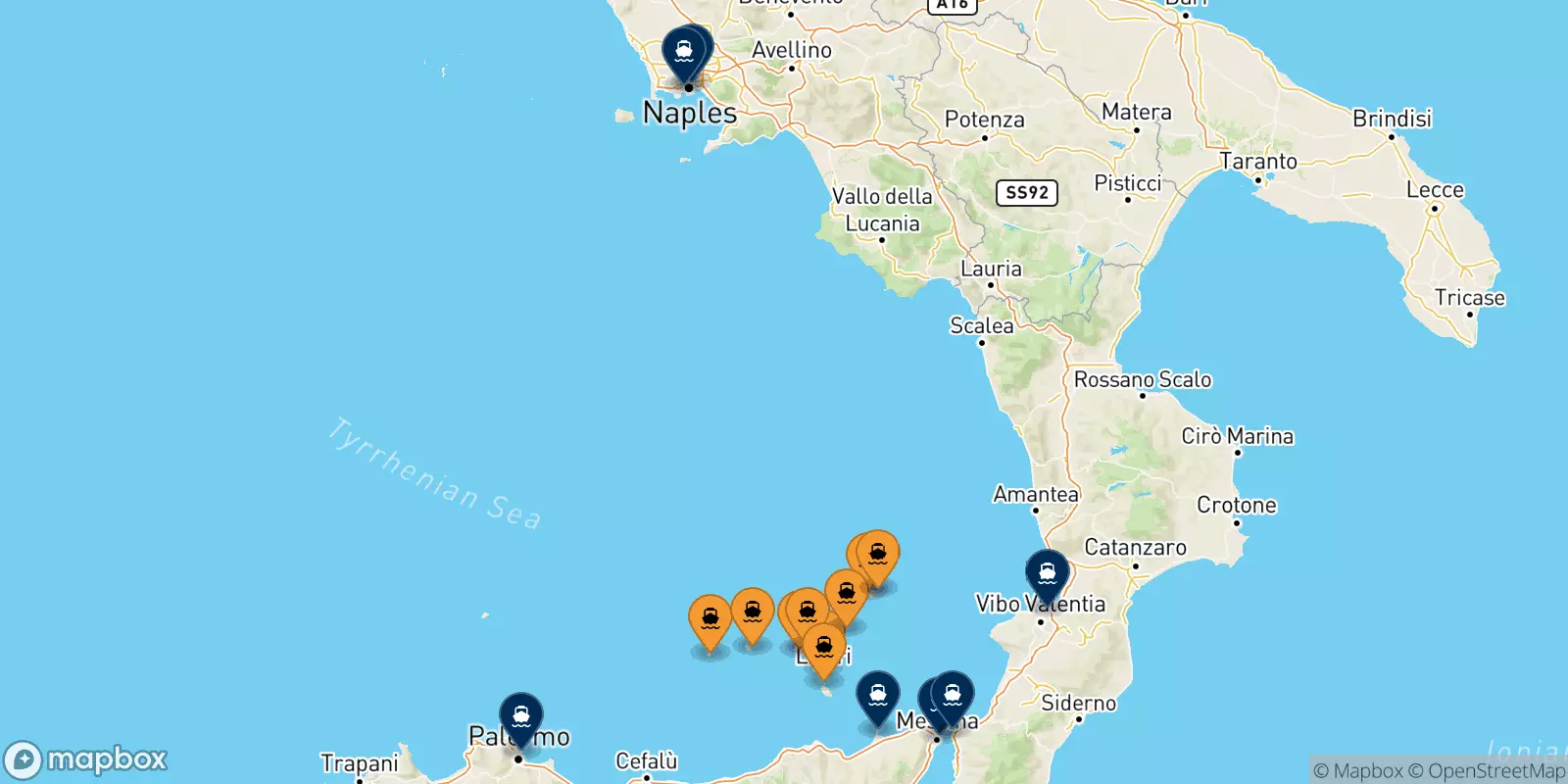 Traghetti dalle Isole Eolie per l'Italia