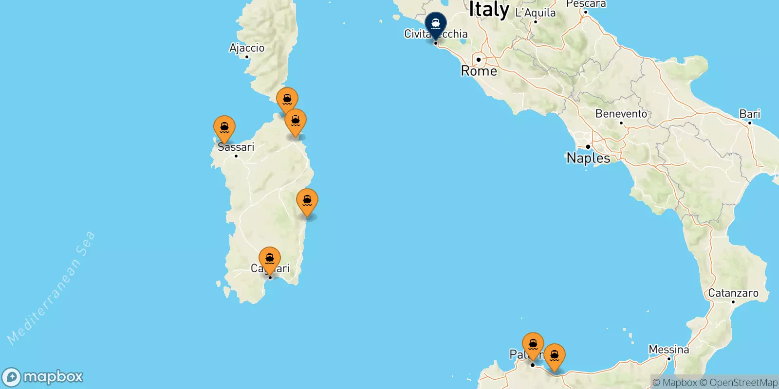 Traghetti dall'Italia per Civitavecchia