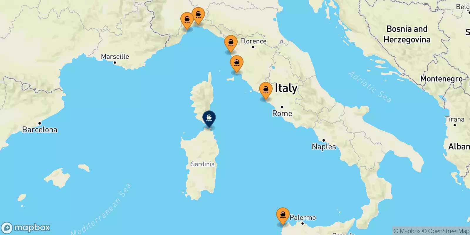 Traghetti dall'Italia per Golfo Aranci