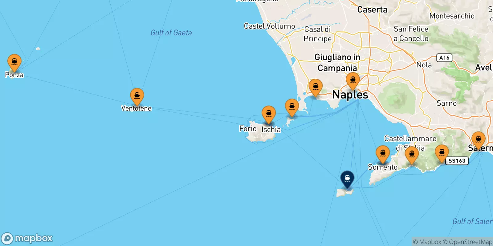 Traghetti dall'Italia per il Golfo Di Napoli