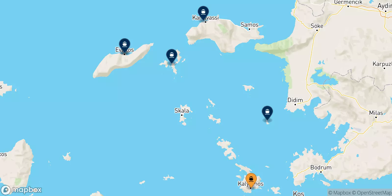 Traghetti da Kalymnos per le Isole Egeo Nord Orientale