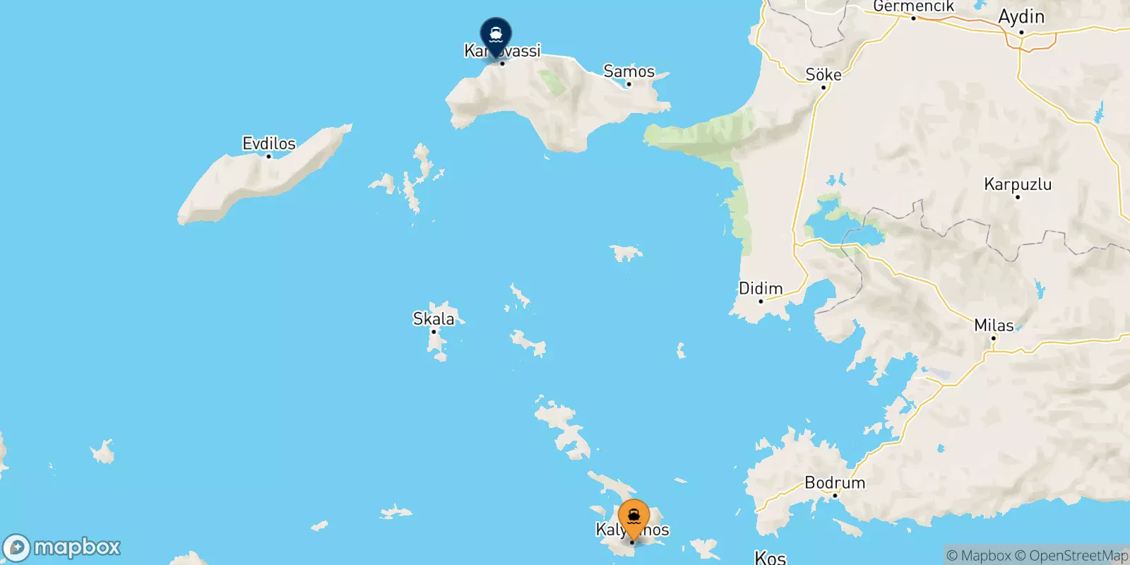 Traghetti da Kalymnos per Pythagorio (Samos)