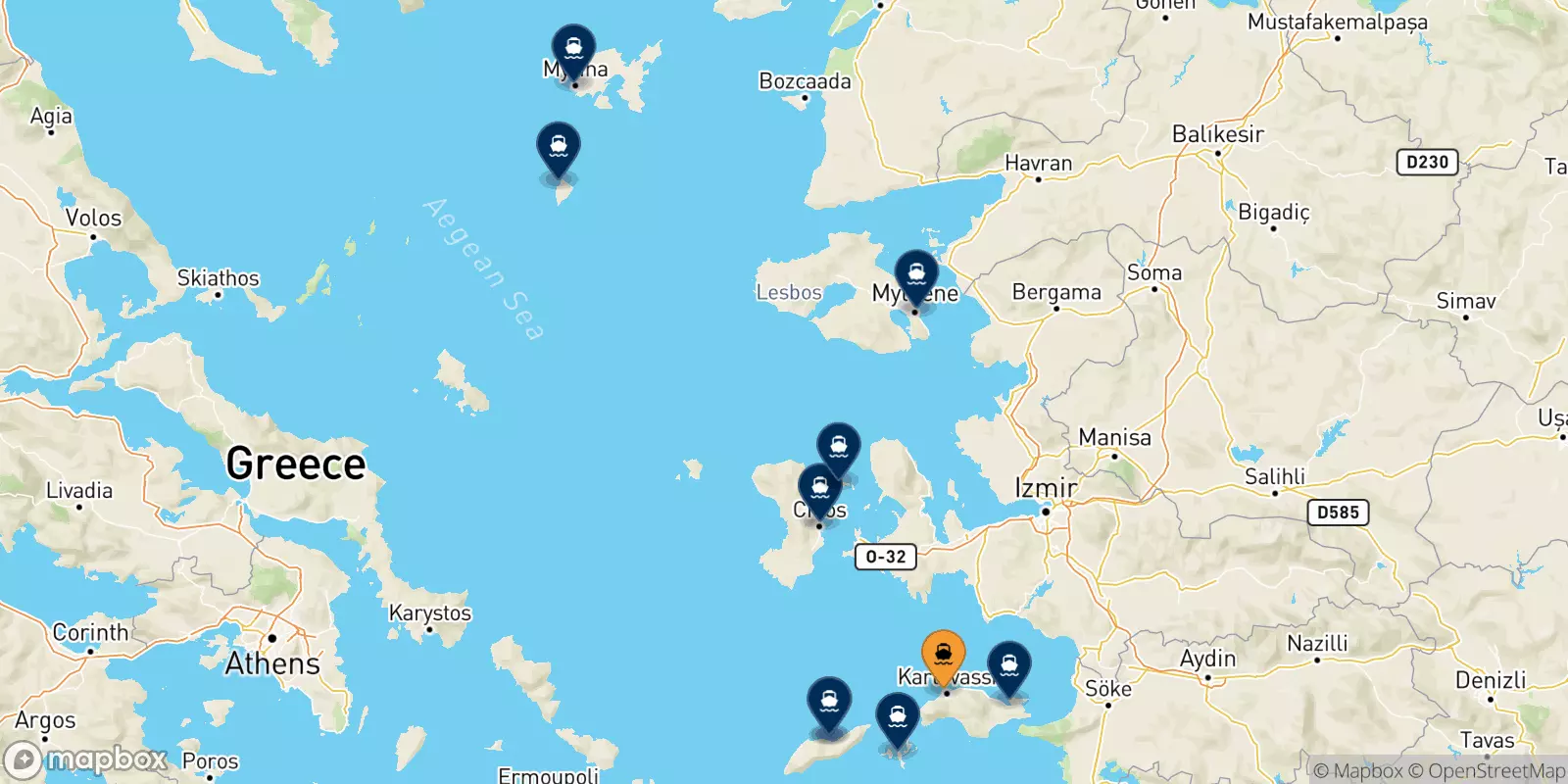 Traghetti da Karlovassi (Samos) per le Isole Egeo Nord Orientale