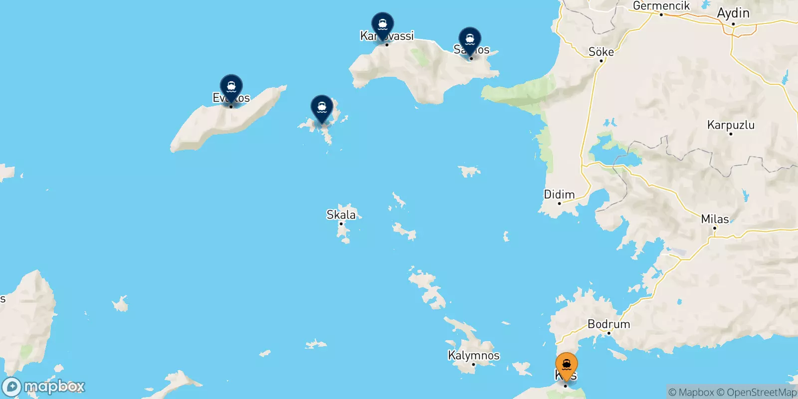 Traghetti da Kos per le Isole Egeo Nord Orientale