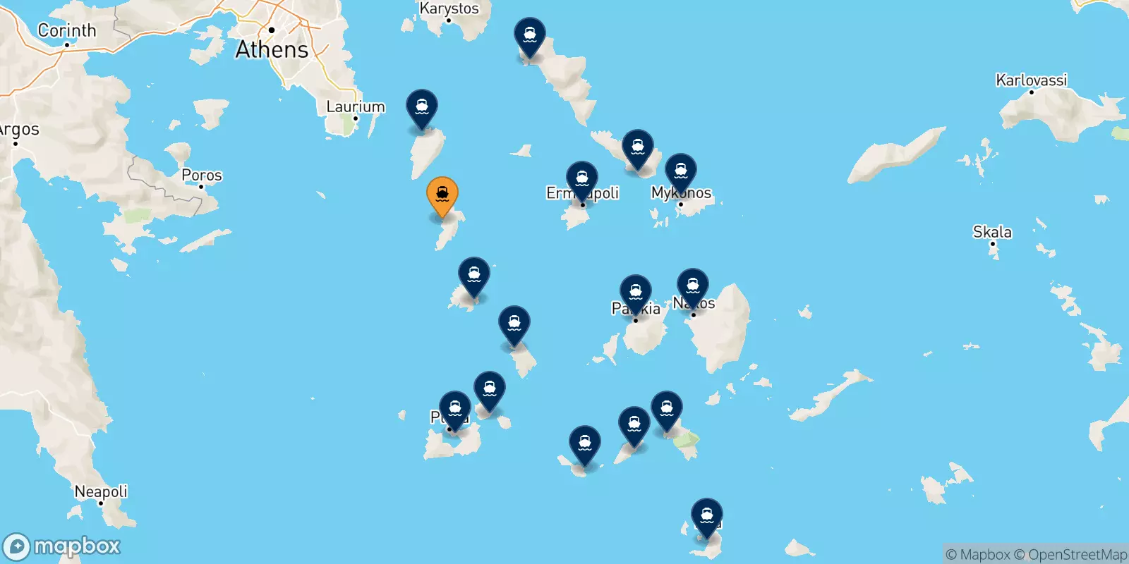 Traghetti da Kythnos per le Isole Cicladi