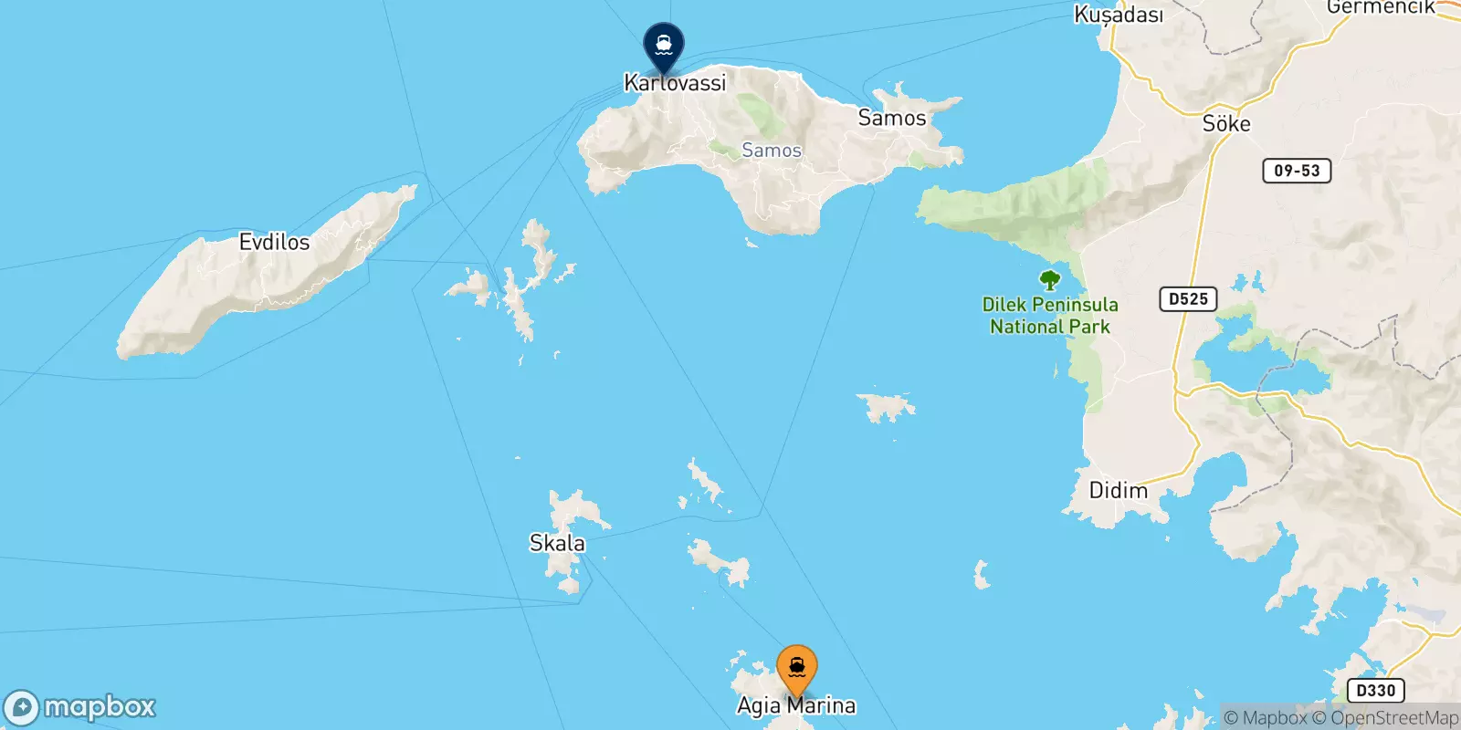 Traghetti da Leros per Pythagorio (Samos)