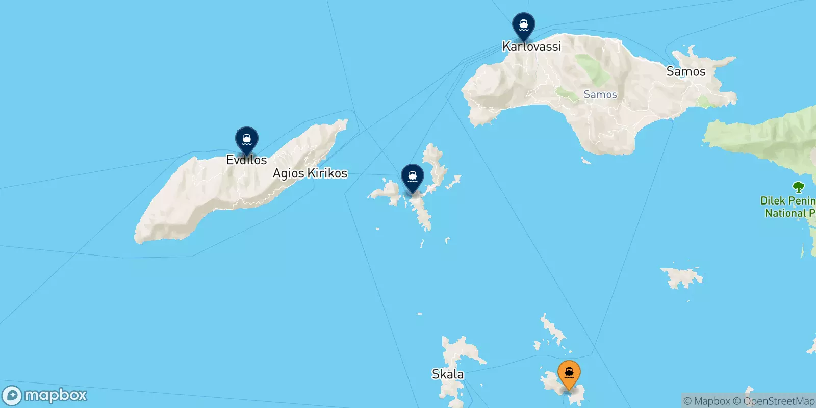 Traghetti da Lipsi per le Isole Egeo Nord Orientale