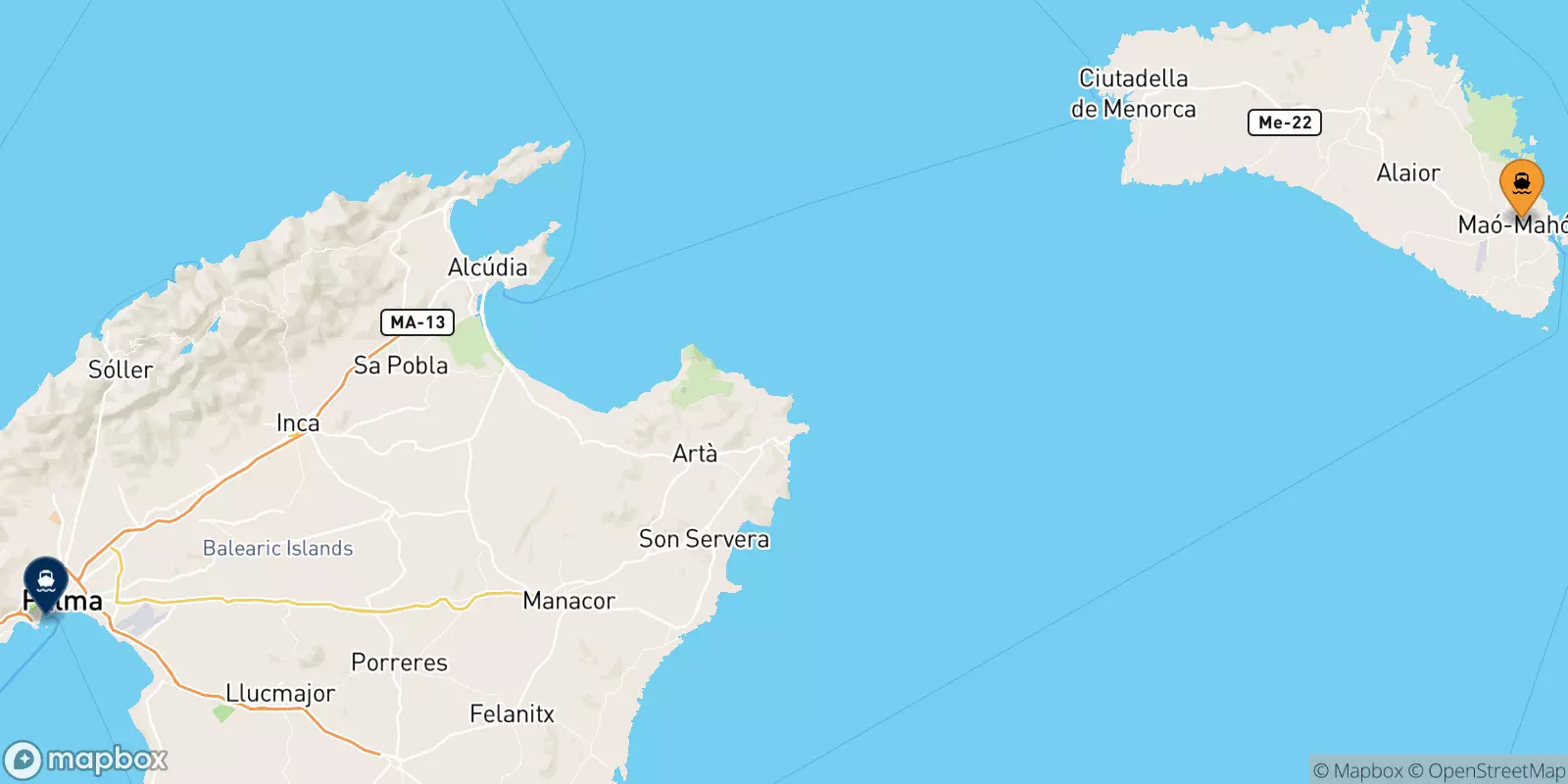 Traghetti da Mahon (Minorca) per Palma Di Maiorca