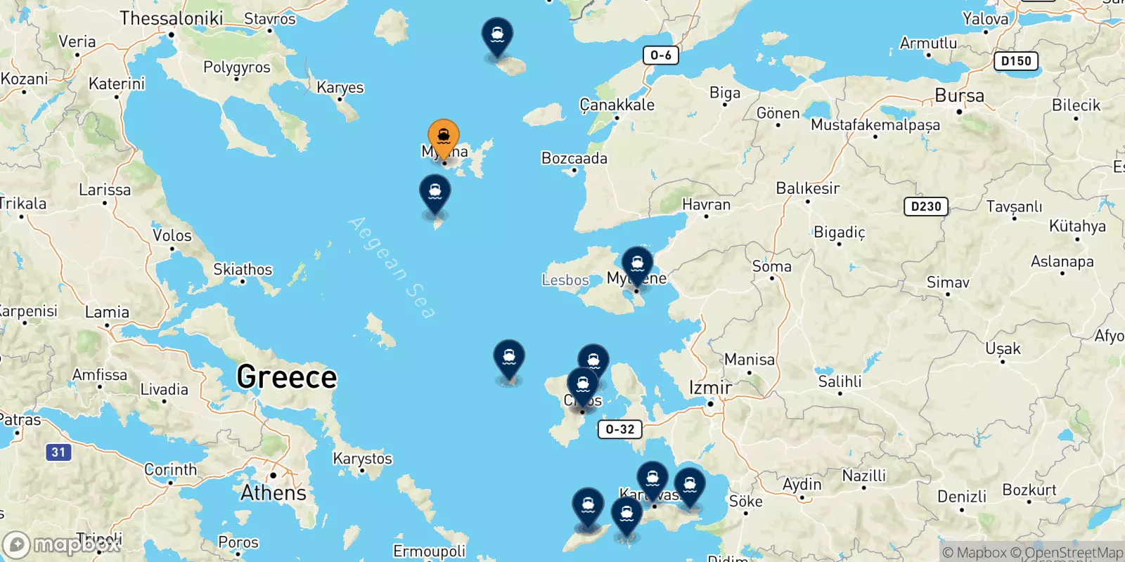 Traghetti da Mirina (Limnos) per le Isole Egeo Nord Orientale